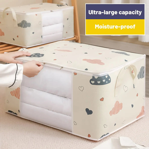 Large Capacity Clothes Storage Bag – Foldable with Zipper & Handle