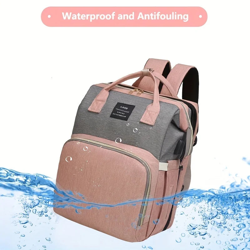 Portable Mommy Bag with Folding Crib – Lightweight & Stylish