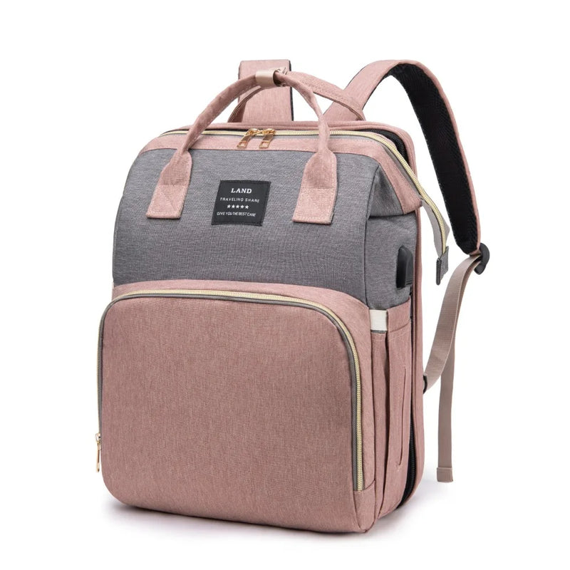 Portable Mommy Bag with Folding Crib – Lightweight & Stylish